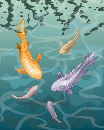 Fish swim in the clear waterのイラスト素材