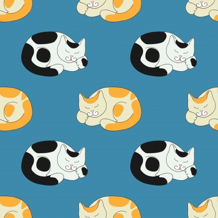 Seamless texture with  sleeping red cats and  black-and-white catsのイラスト素材