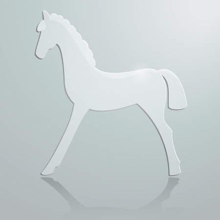 figure of a little horse on a reflecting surfaceのイラスト素材