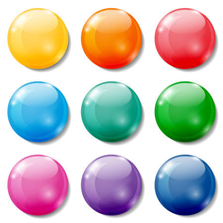 Set of glossy colored buttons on white background.のイラスト素材