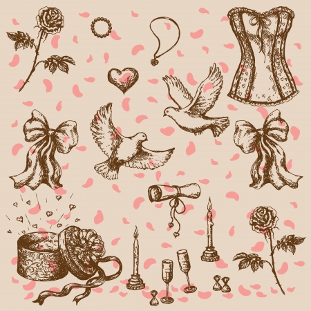 Set  attributes of Valentine's day.のイラスト素材