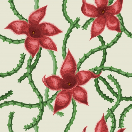 Seamless texture with red stapelia flowers のイラスト素材