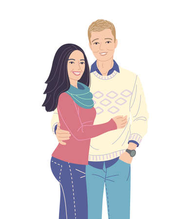 Loving couple isolated on whiteのイラスト素材