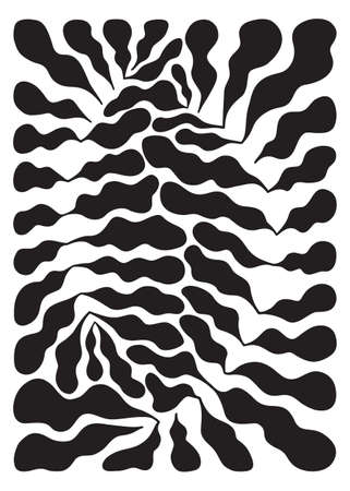 Floral background with abstract leaves. Poster design with decorative wavy black shapes on white. trendy vector illustration.のイラスト素材