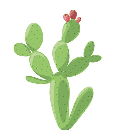 Cactus Nopal isolated on white background. Simple cartoon  vector illustration.のイラスト素材