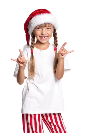 Little girl in Santa hatの写真素材
