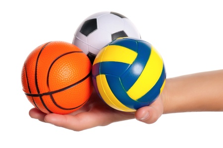 Boy hand with small balls
