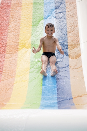 Boy at aqua parkの写真素材