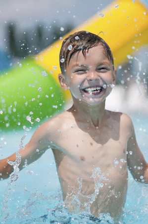 Boy at aqua parkの写真素材