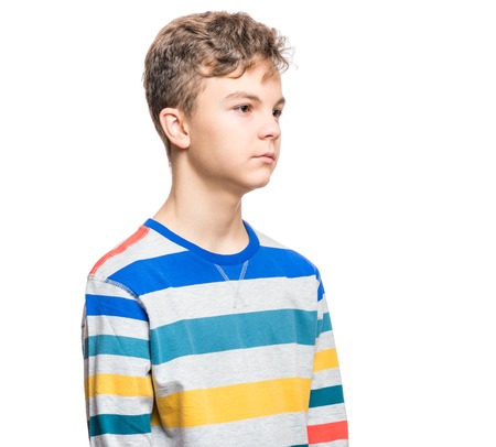 Emotional portrait of teen boyの写真素材