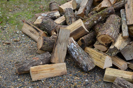 Close-up of a bulk pile of chopped firewood