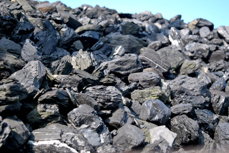 heap of lumps of hard coal in storage in a mine, Europe