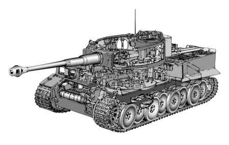 Detailed vector illustration of German tank Tigerのイラスト素材