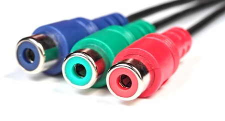 RGB video connectors cable on the white background