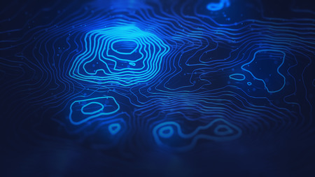 Abstract polygonal space dark background with wave lines. Science. Futuristic wave background....