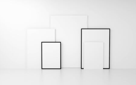 Minimalistic 3d a4 or a3 poster template in the interior. Mock up poster