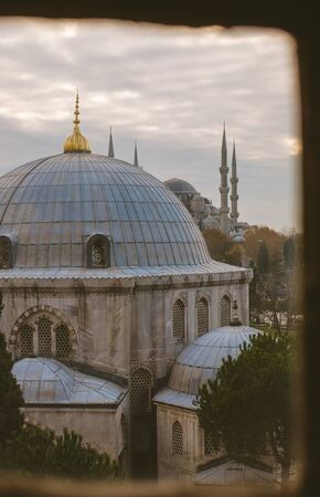 Istanbul, Turkey, December 15, 2019: View from the window of the Hagia Sophia at Tombs of the Sultans at Hagia Sophia and Sultan Ahmed Mosqueのeditorial素材