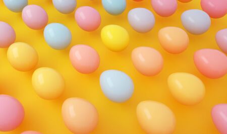 Bright colored easter background with easter eggs. Easter banner or greeting card concept, advertising background or imageの写真素材