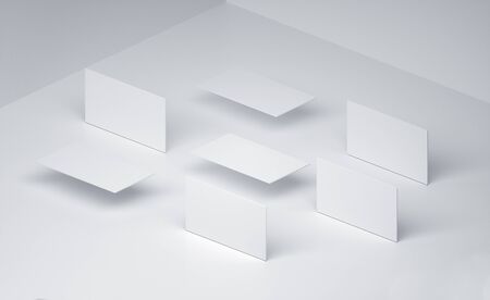 3d-render mockup of business cards at white textured paper backgroundの写真素材