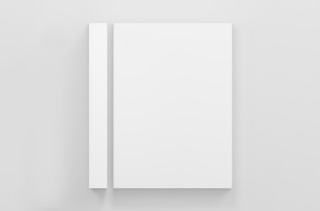 A4 white book mockup. Empty book a4 format. Clean book cover with books spine mockup top viewの写真素材