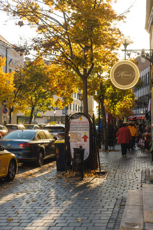 Budapest, Hungary, Europe, October 27, 2021: Evening street view in Budapest. Tourist places.のeditorial素材