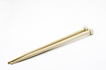sticks to play drums on a white backgroundの写真素材