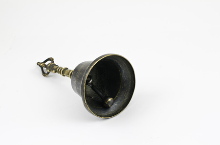 constructed of brass bell isolated on white backgroundの写真素材