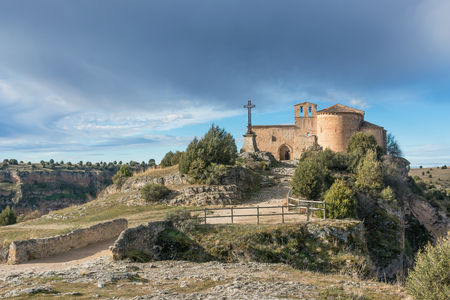 view of the Hermitage of San Frutos in Duratón Sickles, Segovia, Spainの写真素材
