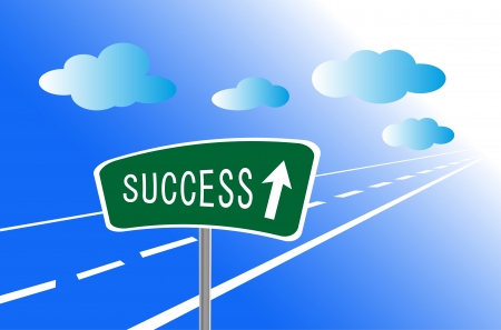 illustration of a Cloud path for the success in a blue skyのイラスト素材