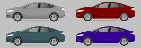 Set of different color car, realistic car models, for web or print, logo, symbol, icon or design can be used in field of motor repairing service, car washing, repair, autoparts, suv model carのイラスト素材