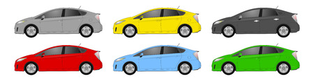 Set of different color car, realistic car models, for web or print, logo, symbol, icon or design can be used in field of motor repairing service, car washing, repair, autoparts, suv model carのイラスト素材