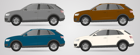 Set of different color car, realistic car models, for web or print, logo, symbol, icon or design can be used in field of motor repairing service, car washing, repair, autoparts, suv model carのイラスト素材