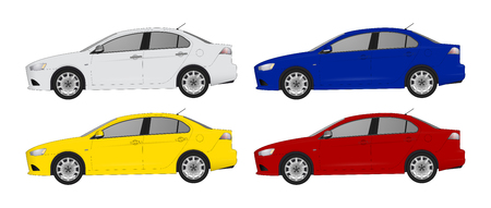 Set of different color car, realistic car models, for web or print, symbol, icon or design can be used in field of motor repairing service, car washing, repair, autoparts, suv model carのイラスト素材