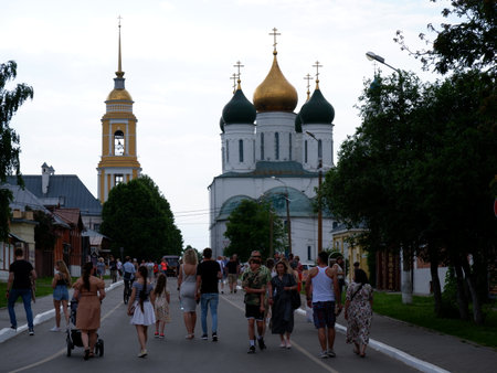 Unidentified people visit Church of the Intercession of the Holy Virgin in Kiev, Ukraineのeditorial素材