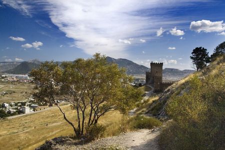 Sudak, take care of Black Sea. ancient bastille uphill.の写真素材