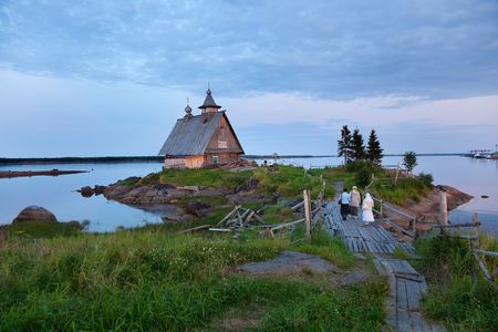 WOOD church ON THE SOLOVETSKY ISLANDSの写真素材