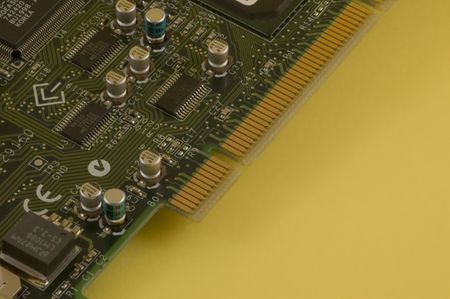 A closeup of a circuit board from a computer component
