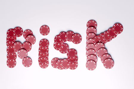 The word risk written in poker chipsの写真素材