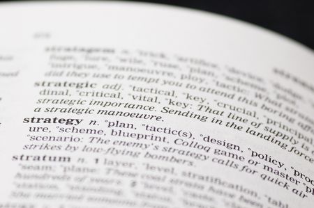 the word strategy written in a thesaurus