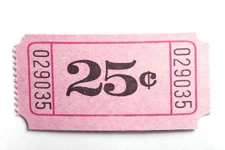 A 25c ticket shot on a white backgroundの写真素材