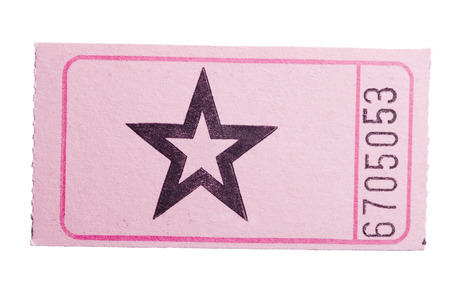 A pink star ticket isolated on a white backgroundの写真素材