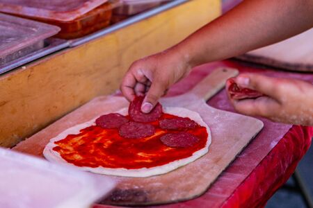 Close up picture shot outside on a sunny day in a french farmers market of Quebec, Canada.の写真素材