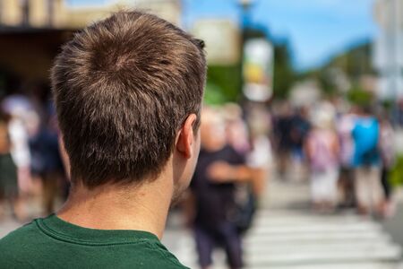 Shot from the back during an alternative political gatheringの写真素材