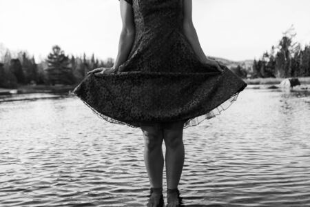 Black and white picture taken on a very sunny autumn dayの写真素材