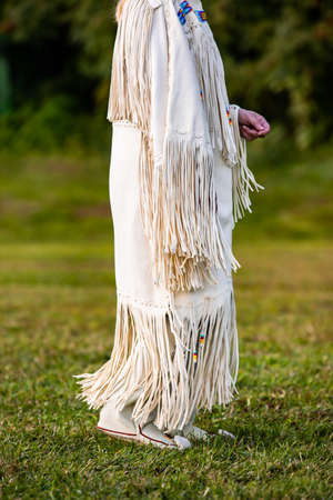 Outaouais, Quebec - September 19, 2020: Selective focus of body of unrecognized person wearing a...