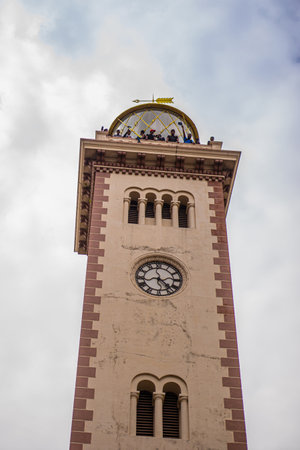 COLOMBO, SRI LANKA: 9th July 2022: People climb the Old Colombo Lighthouse near fort and government buildings during protest against inflation.のeditorial素材