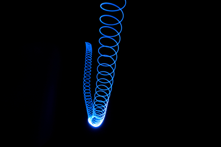 Blue spiral shaped light tunnel.