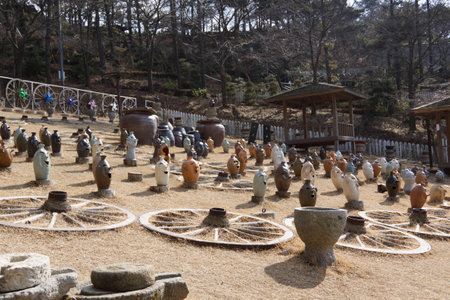 Korea tradition jars at the parkの写真素材