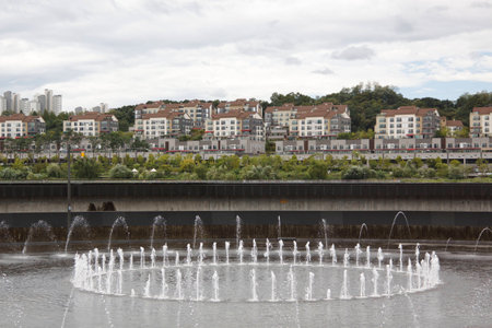 Fountain in the park; Korea Summer.の写真素材