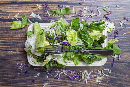Salad vegetables on the table, top view.の写真素材